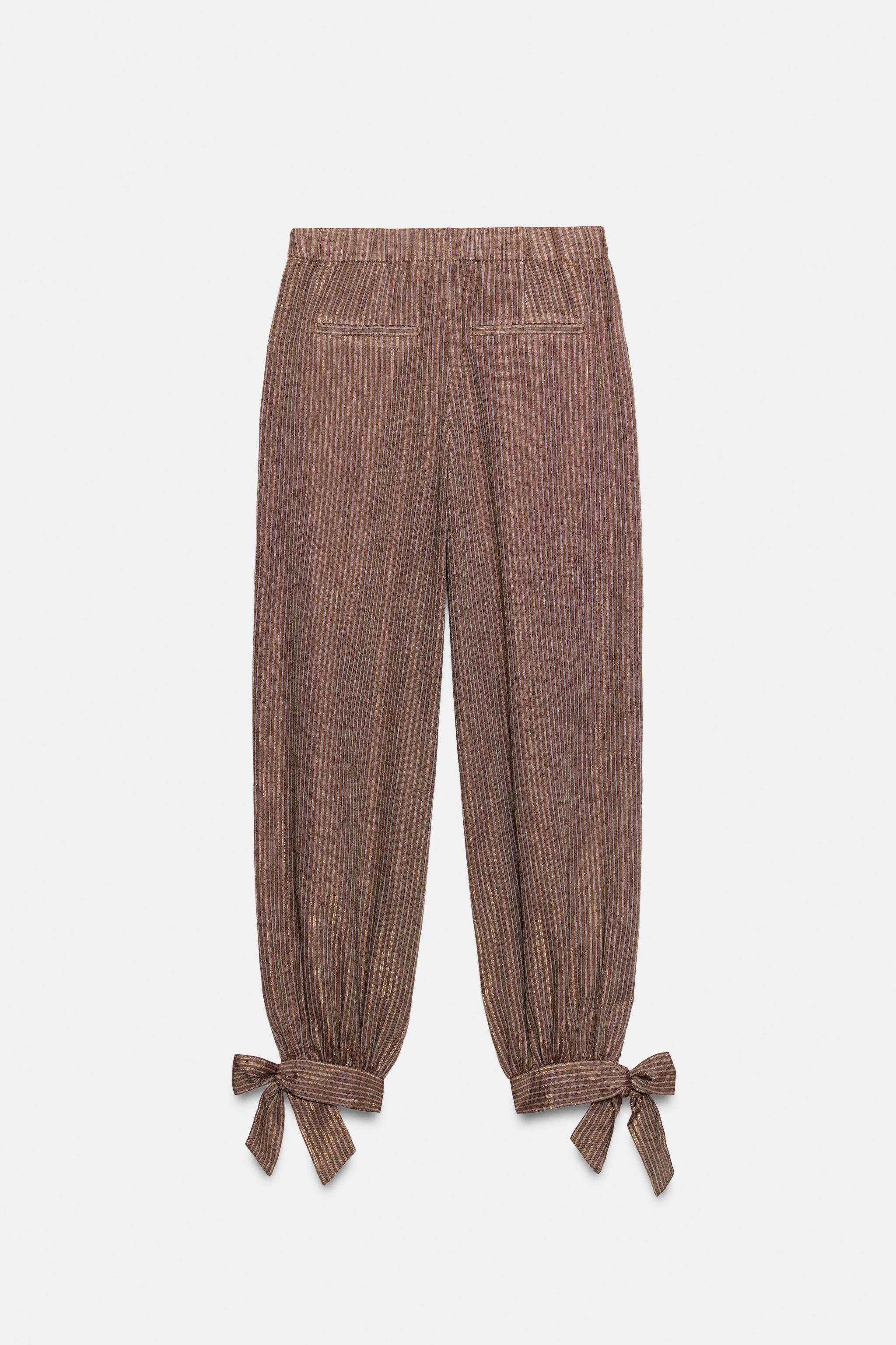 LINEN BALLOON PANTS WITH TIES